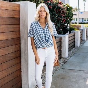 Plaid Drape Top
